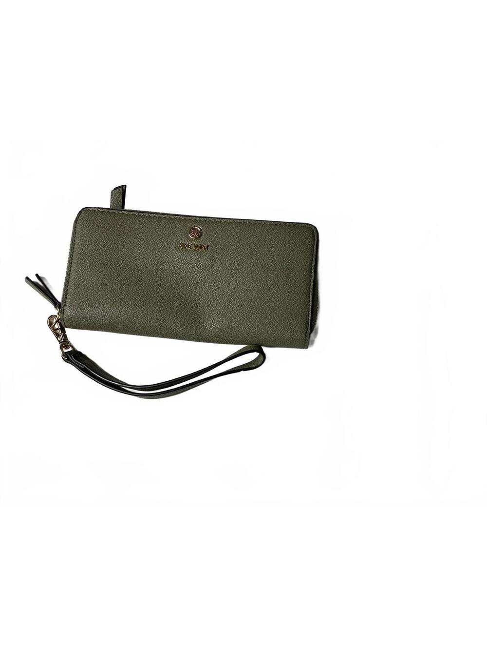 Nine West Olive Green Zip-Around Wristlet Wallet